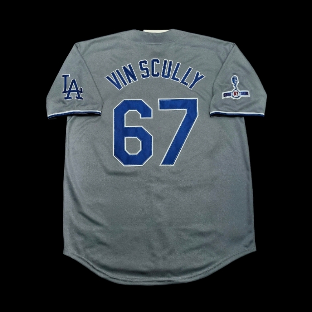 Vince Scully Jersey LA Dodgers VIN & 1950-2016 Sleeve Patches! Stitched SALE!🎁